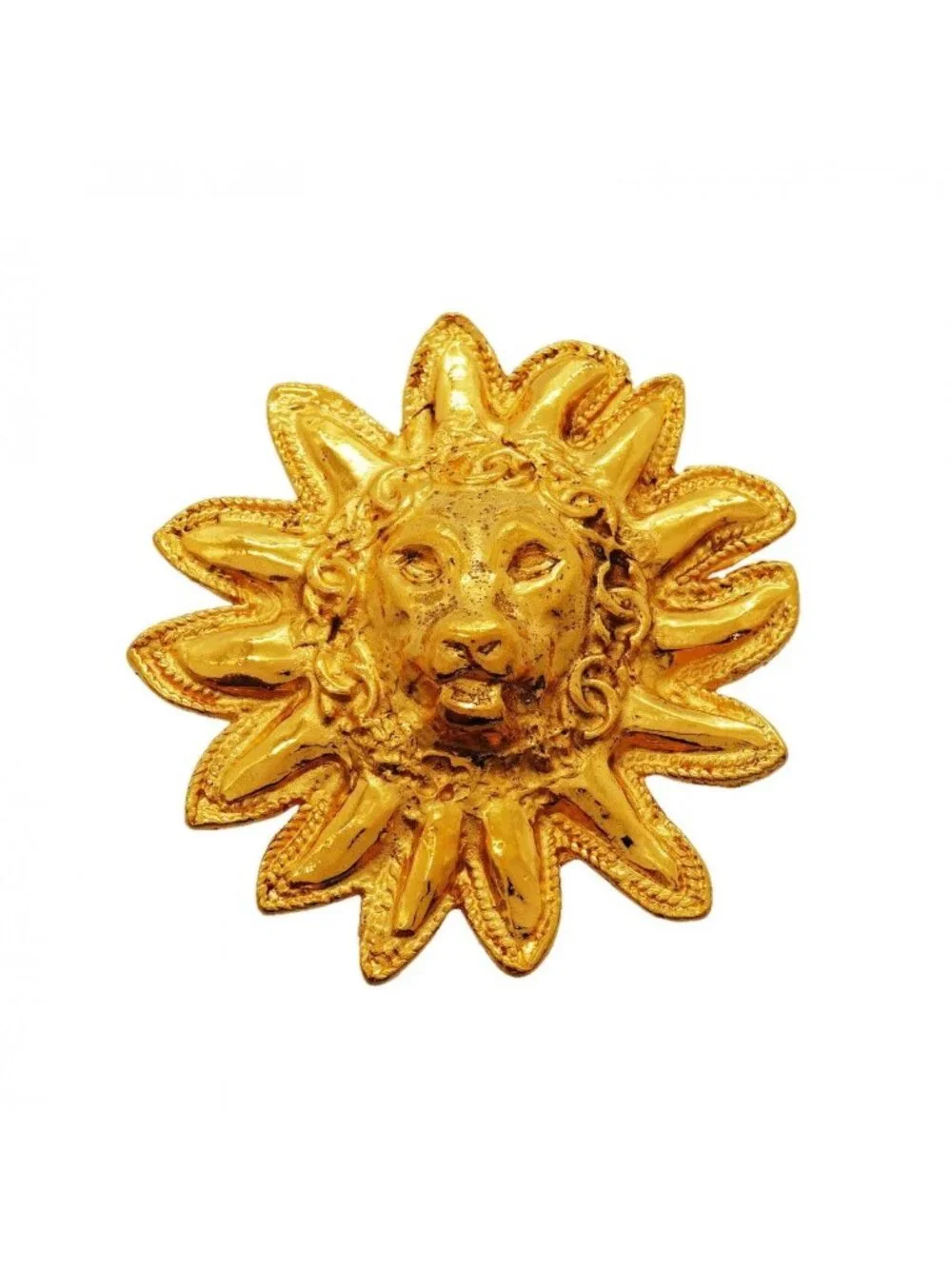 Chanel Brooch Vintage CC Logo Lion Motif Gold Plated
